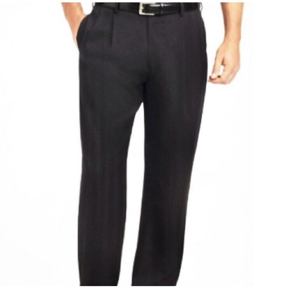 Michael Brandon Black Business Casual Cuffed Dress Pants Size 36 X 30